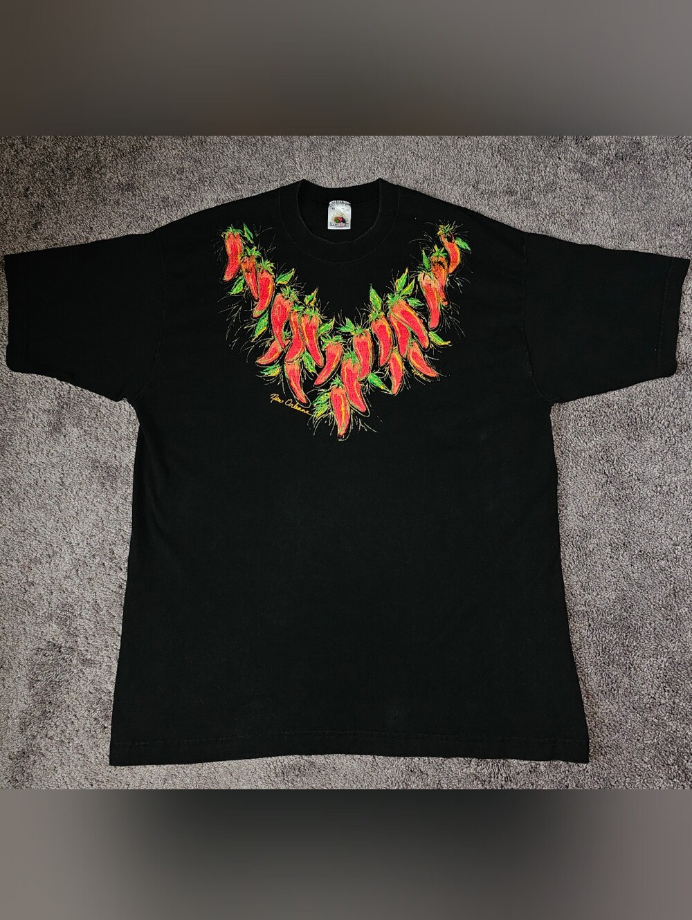 Handpainted Peppers New Orleans Black Tshirt Sz XL Vintage